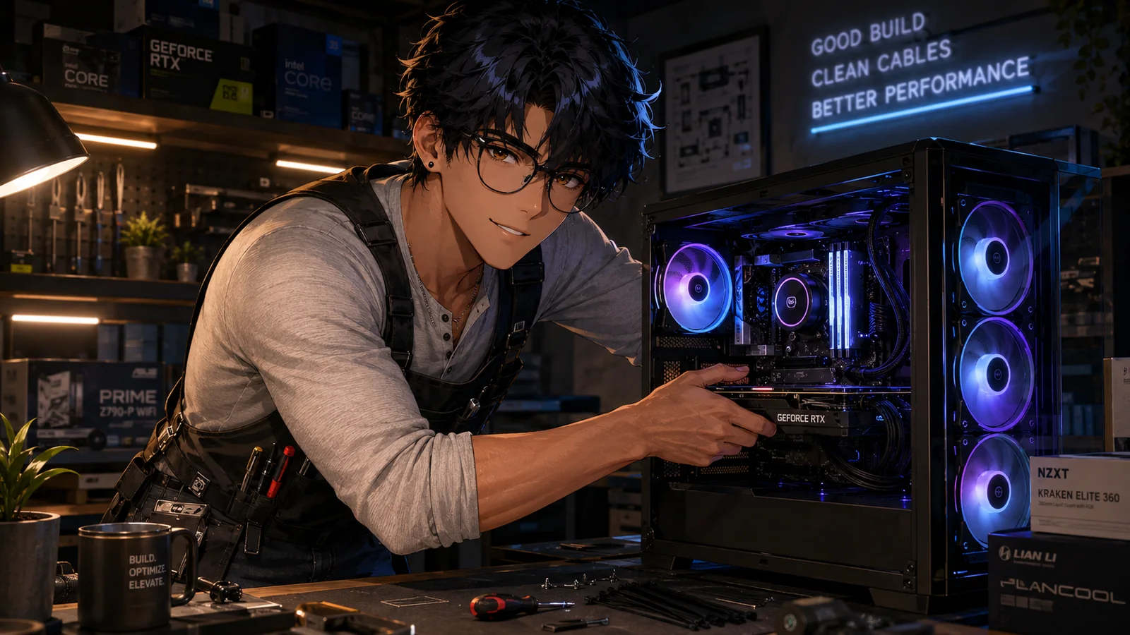 John assembling a custom desktop computer